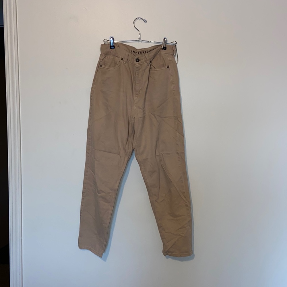 Tan straight leg jeans